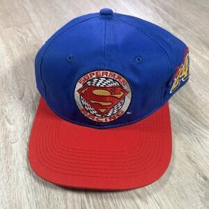VTG Superman Jeff Gordon Snapback Hat NASCAR Racing Warner Bros Blue Red Cap